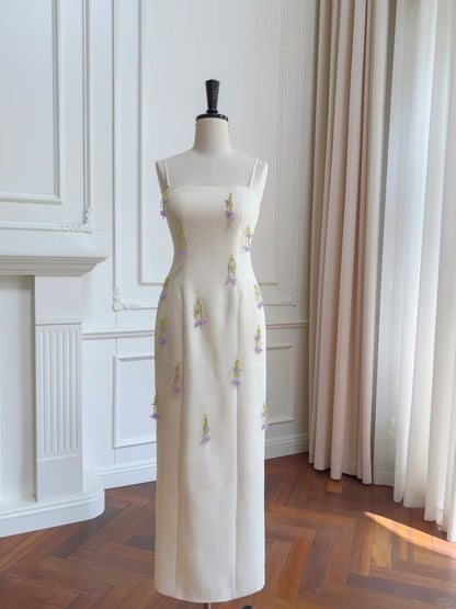 White Elegant Floral Long Evening Gown Party Dress Birthday Dress Prom dress gh4291