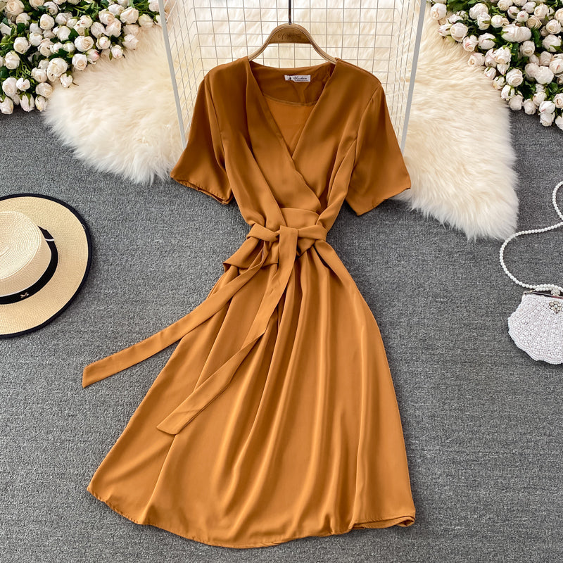 Simple V Neck Short Dress Fashion Dress  10865