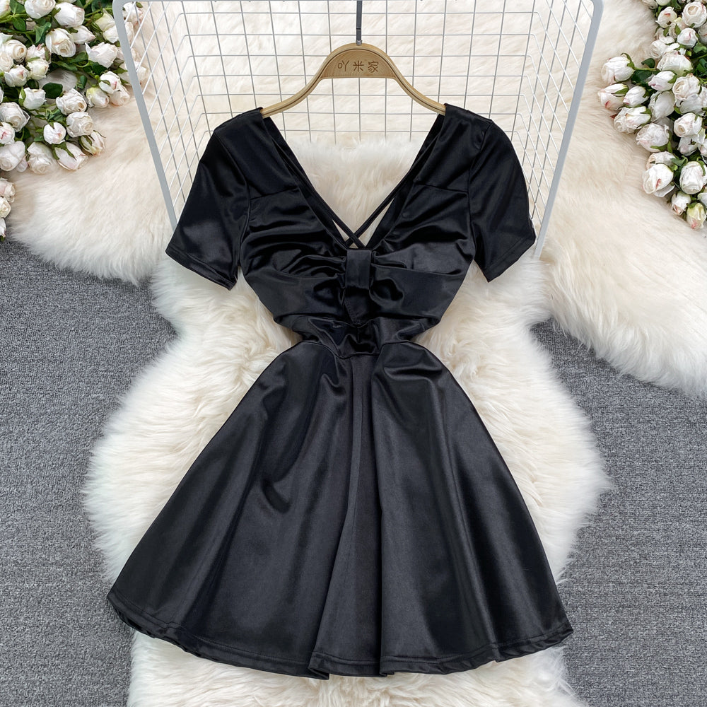 Sexy Bow Short A Line Dress Fashion Dress  10656
