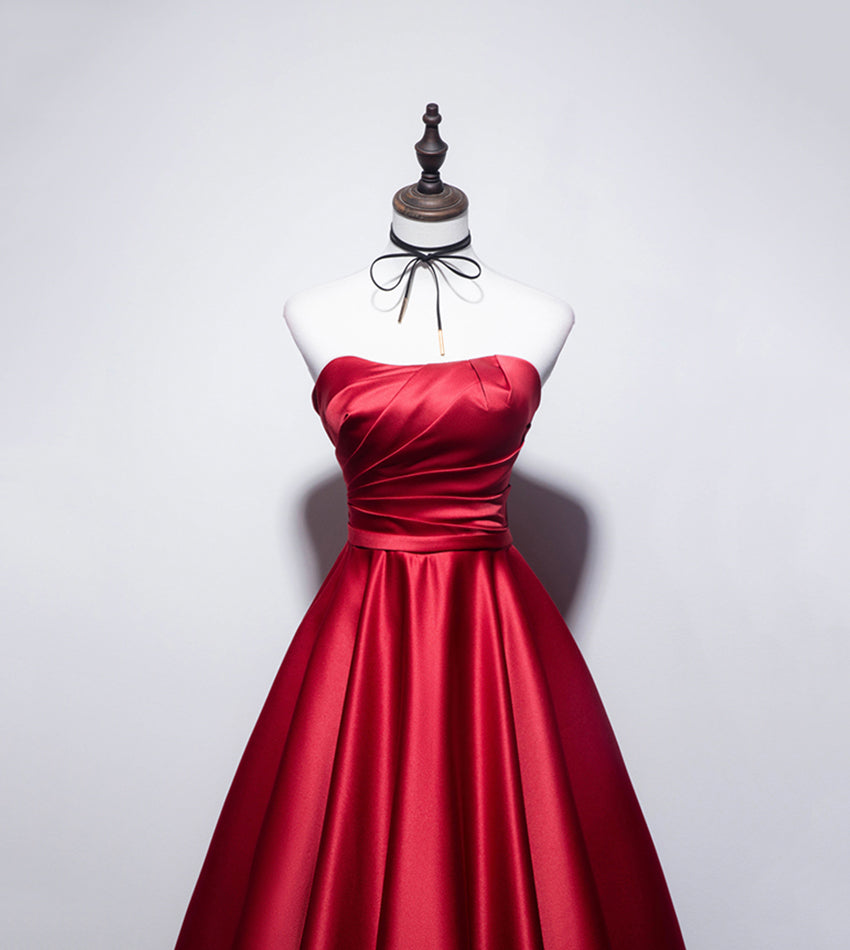 Simple satin long prom dress A line evening dress  8546