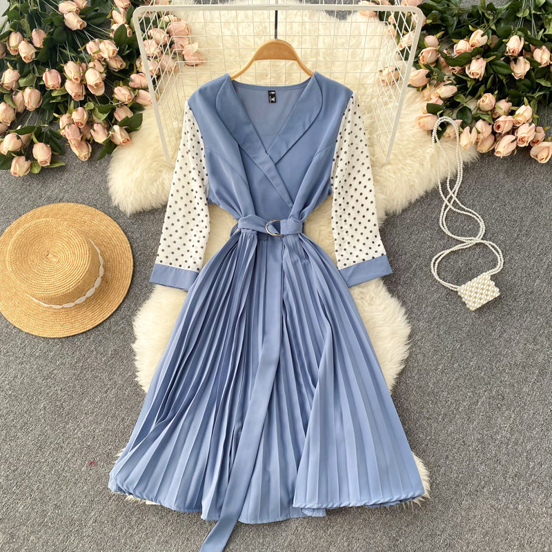 Cute V Neck Long Sleeve Dress A Line Fashion Dress  10667