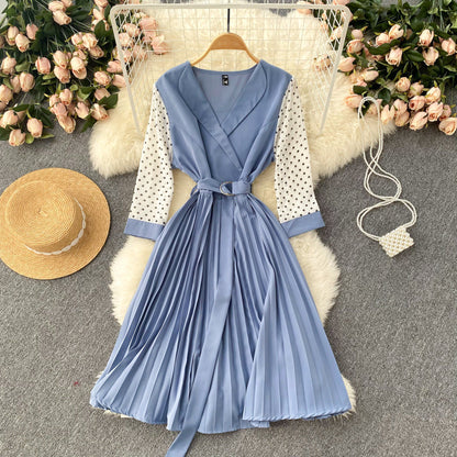 Cute V Neck Long Sleeve Dress A Line Fashion Dress  10667