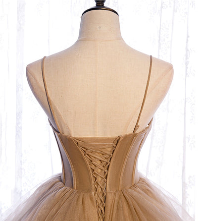 Cute tulle long A line prom dress A line evening gown  10010