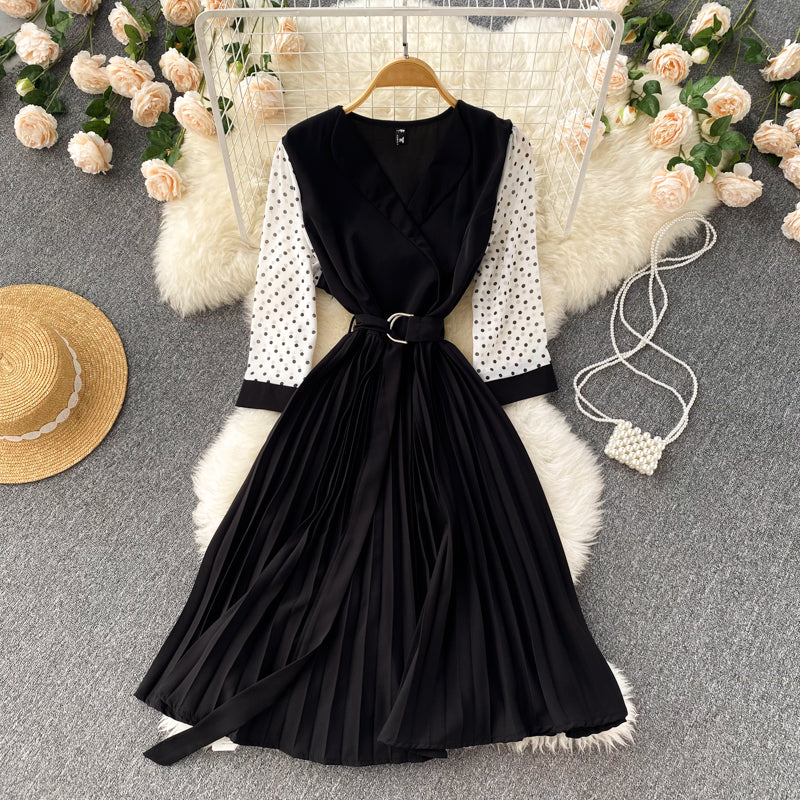 Cute V Neck Long Sleeve Dress A Line Fashion Dress  10667