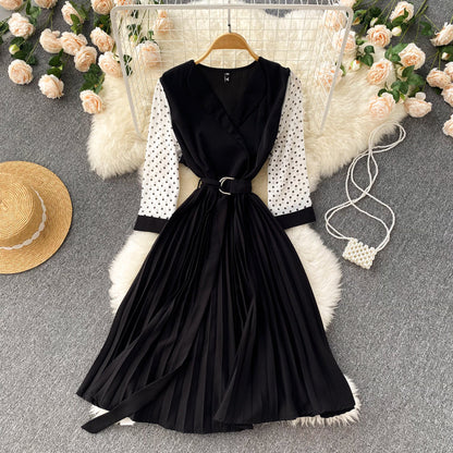 Cute V Neck Long Sleeve Dress A Line Fashion Dress  10667
