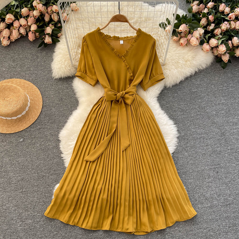 Cute V Neck Chiffon Short Dress Fashion Dress  10816