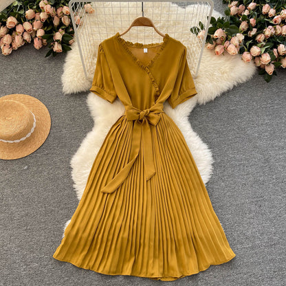 Cute V Neck Chiffon Short Dress Fashion Dress  10816