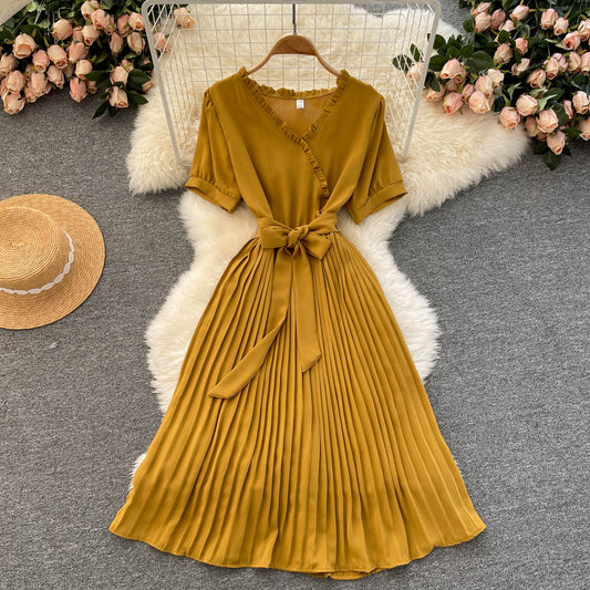 Cute V Neck Chiffon Short Dress Fashion Dress  10816