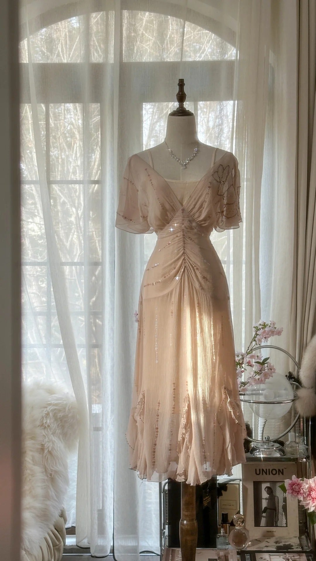 Light Pink Romantic Gorgeous Exquisite Elegant Beaded Long Chiffon Evening Dress Prom Dress Prom Dress Birthday Vacation Party Dress gh4046