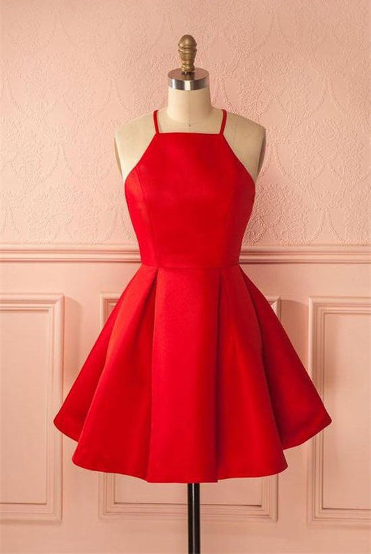 Blue/purple/red cute sweet short satin prom dress homecoming dress birthday party dress gh805