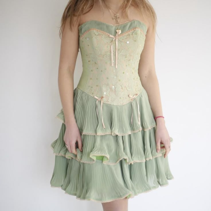 Green pink sweet spaghetti strap layered short lace tulle homecoming dress prom dress evening dress birthday party dress gh3463