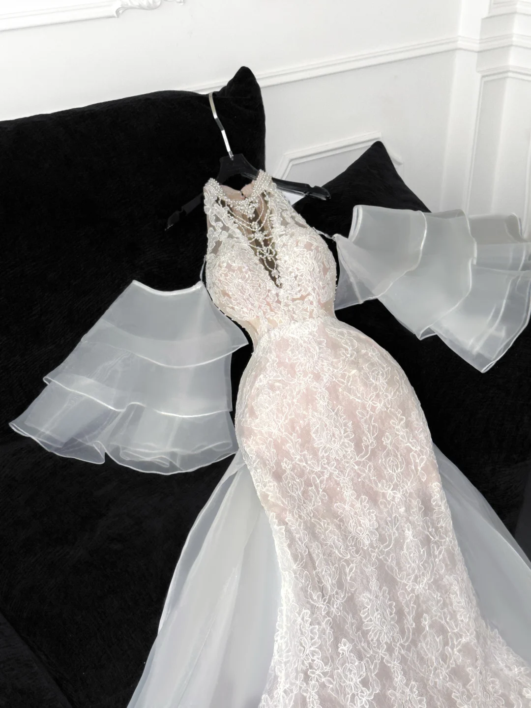 Elegante vestido de novia de sirena con apliques color marfil, vestido de fiesta, vestido de noche TP4222