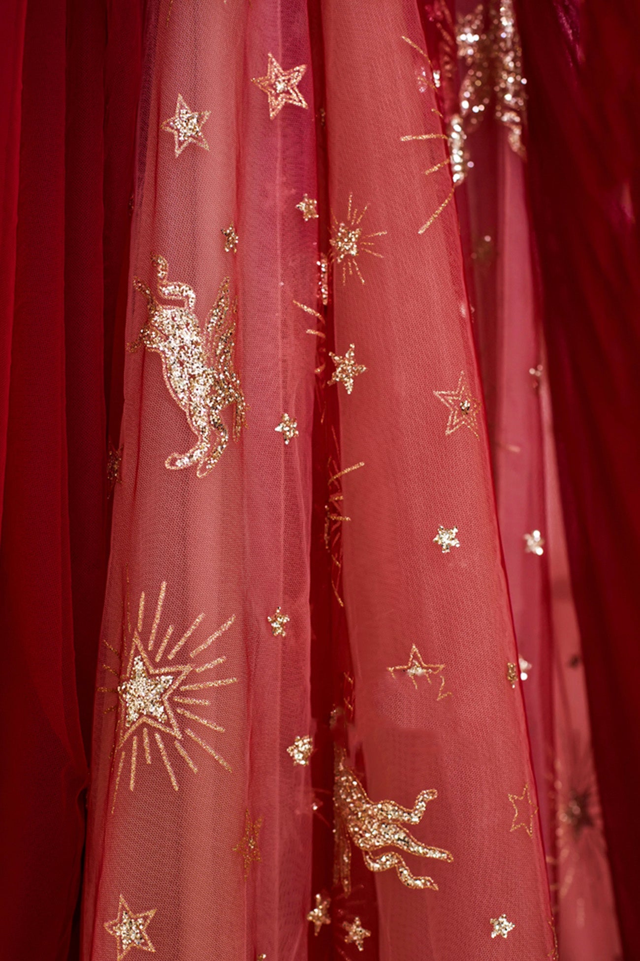 The Red Strapless Tulle Long A-Line Prom Dress