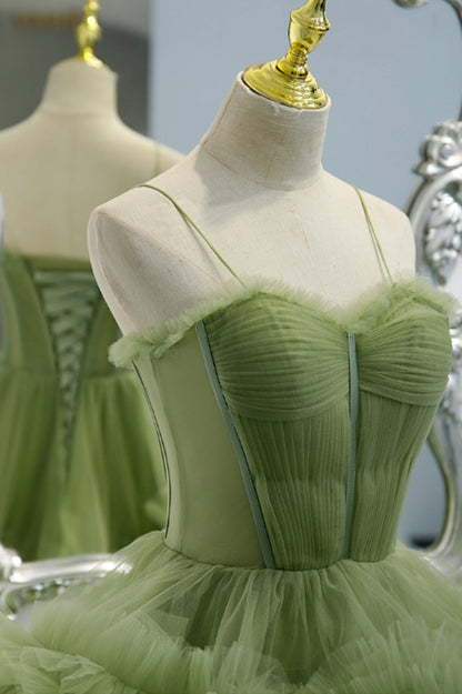 Princess Green Tulle Long Ball Gown Dress A line Formal Dress GP312