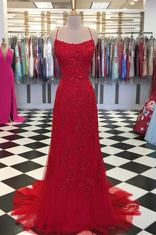 Mermaid Backless Burgundy Prom Dress Lace Appliques Evening Gown MP720