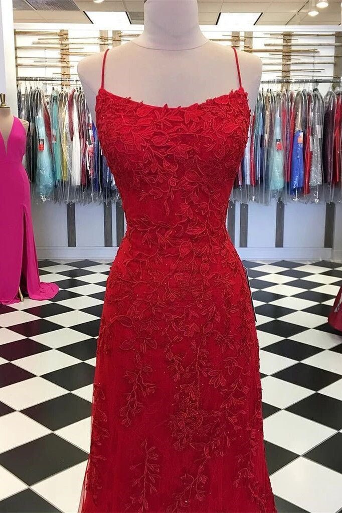 Mermaid Backless Burgundy Prom Dress Lace Appliques Evening Gown MP720