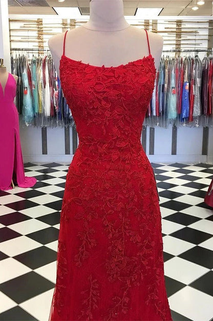 Mermaid Backless Burgundy Prom Dress Lace Appliques Evening Gown MP720