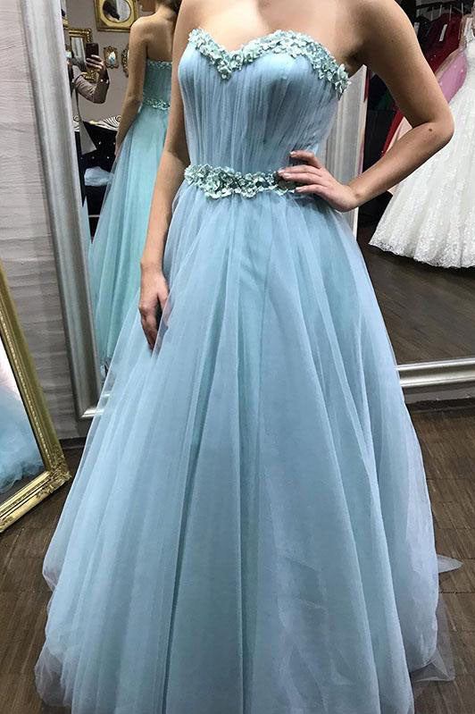 Sweetheart Tulle Long Prom Dress With Detachable Floral Long Sleeves MP1189