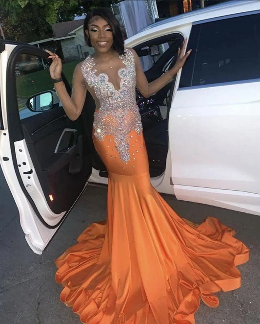 Vestidos de fiesta naranjas, vestidos de sirena para ocasiones especiales, vestidos negros para niñas