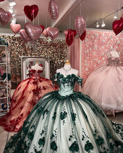 Red gorgeous exquisite sweet floral applique long tulle ball gown evening gown wedding dress gh3345