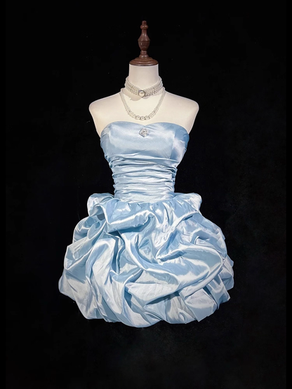 Vestido vintage de fiesta con escote en forma de corazón, corte A, sin tirantes y volantes, vestido de cóctel corto TP4609
