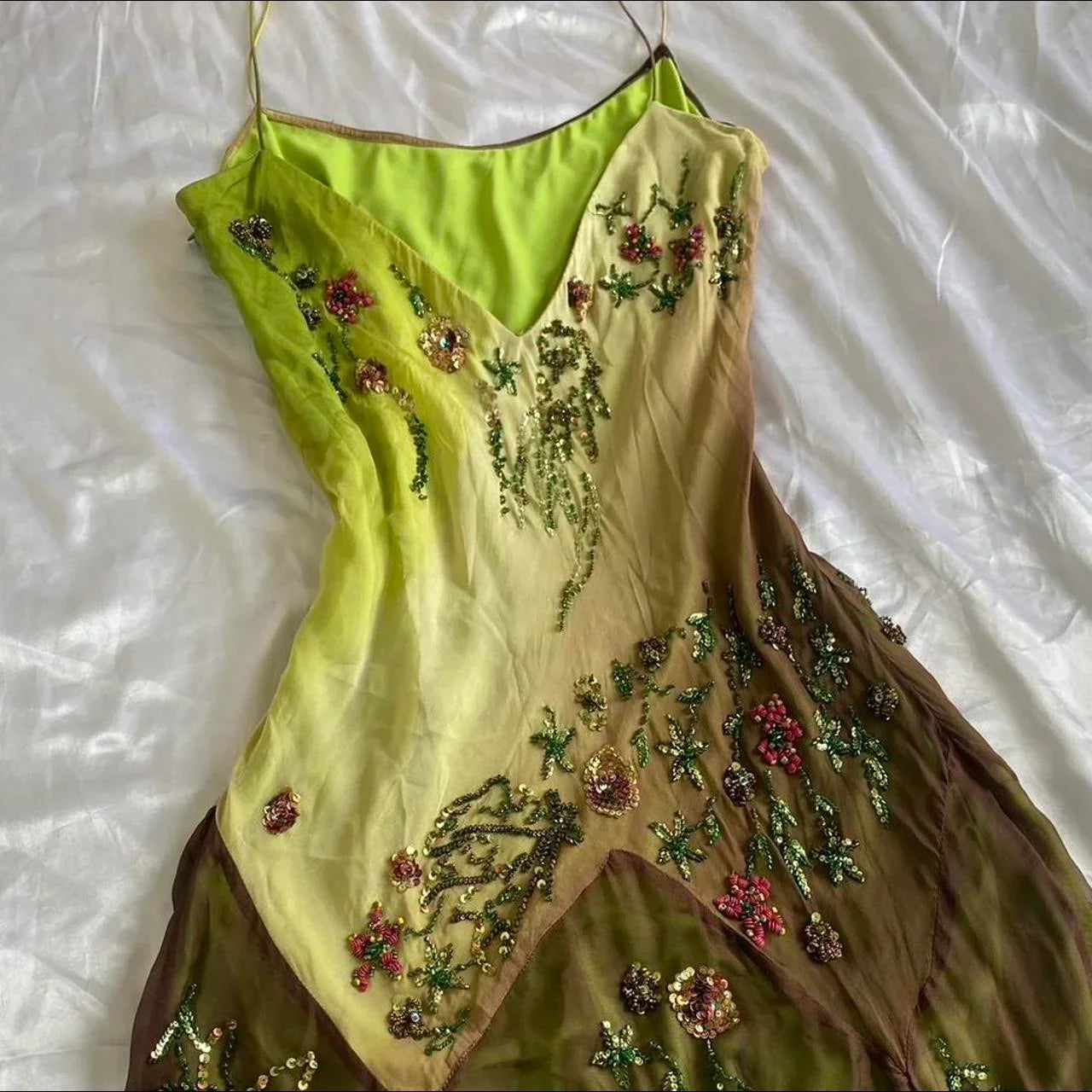 Green fashion gradient exquisite beaded long chiffon prom dress, evening dress, party dress gh3512