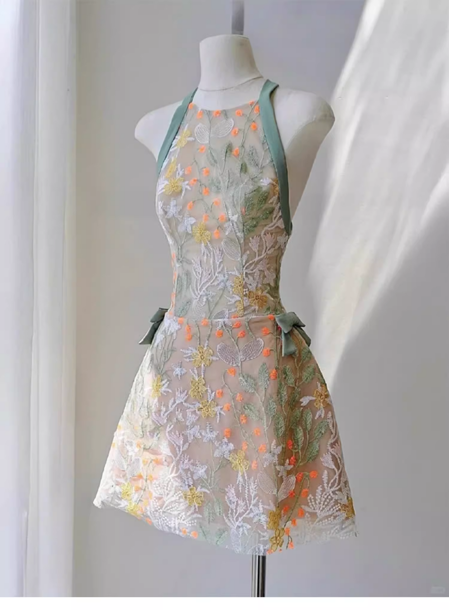Vestido halter floral vintage de moda, corte A, para fiesta y regreso a casa, TP3842