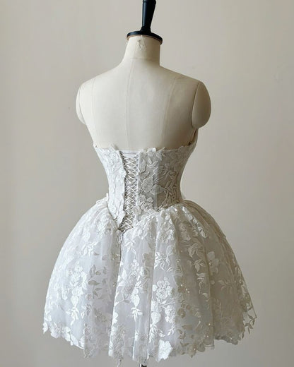 A Line White Short Wedding Dress Homecoming Dress Short Party Dress    fg7686