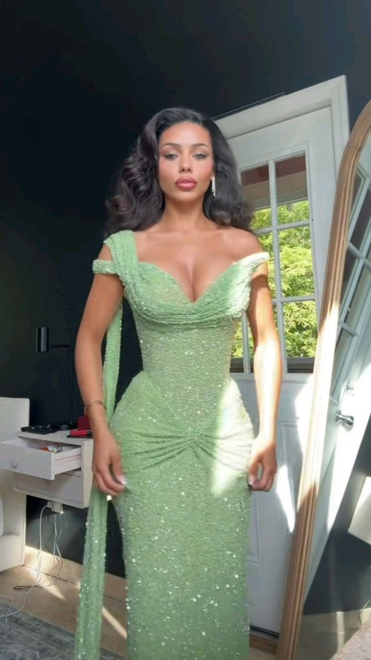Green Elegant Long Party Dress Prom Dress New Arrive Mermaid Evening Dress   fg8020