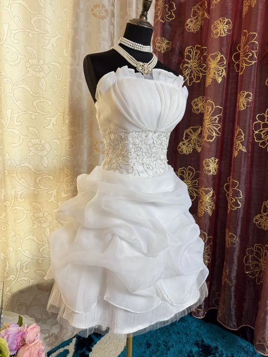 White Birthday Outfit Short Evening Dress Short Party Dress Vintage Homecoming Dress   fg8088