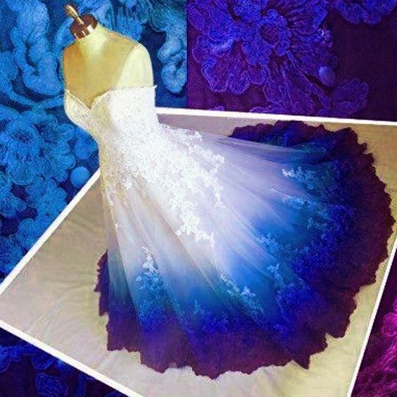 Ombre Prom Dress Sweetheart Ball Gown Lace Applique Long Prom Dresses      cg22916