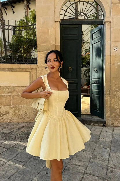 Sleeveless High-Waist Mini Dress Homecoming Dress Short Party Dress    fg7801