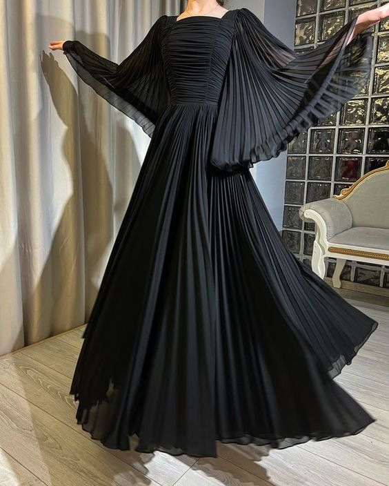 Vestidos de fiesta de graduación de gasa negra Vestido elegante para evento