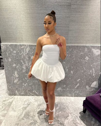 Vestido blanco de fiesta corto de corte A para regreso a casa, minivestidos formales para fiesta