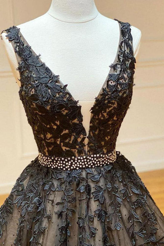 A-line Beaded Tulle Lace Long Prom Dress Long Party Dress,WP216