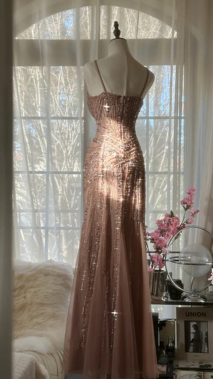 Vintage Champagne Evening Dresses, Sleeveless Long Party Gowns  cg25518