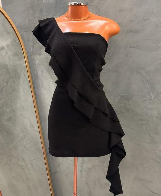 Black Short Evening Dress Homecoming Dress Short Party Dress    fg7753
