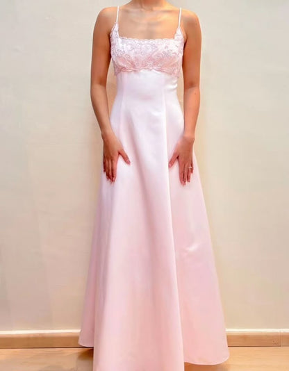 Pretty A Line Spaghetti Straps Light Pink Evening Dress Wedding Gown