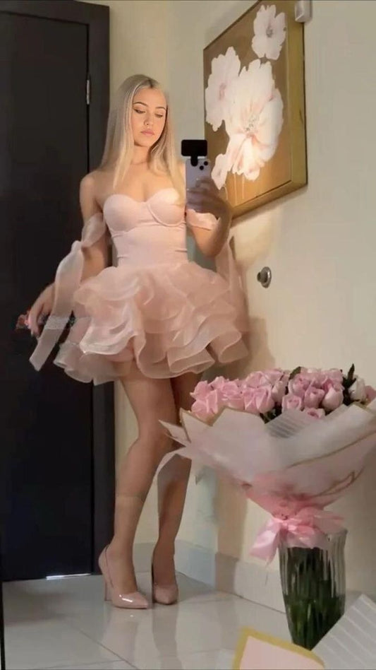 A Line Pink Cocktail Dresses Homecoming Dress Short Prom Dress Party Dress    cg26001