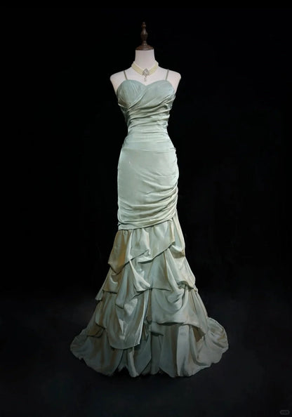 Sage Green Mermaid Formal Dress Vintage Long Party Dress Evening Dress Prom Dresses     cg25719