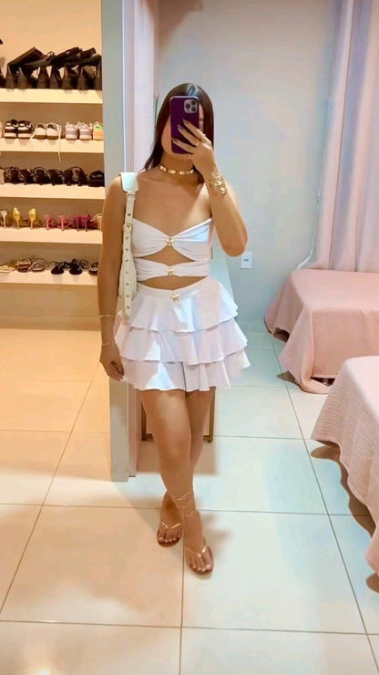 White Short Evening Dress Short Party Dress    fg7748