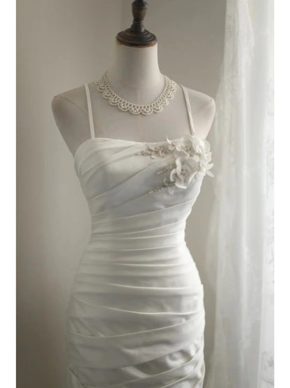 Mermaid White Party Dress Long Evening Dress Princess Wedding Dress    fg8108