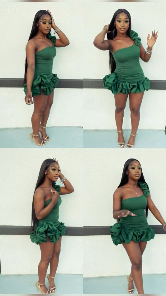 Green One Shoulder Homecoming Dress Short Evening Dress Cocktail Dresses Short Party Dress   fg7970