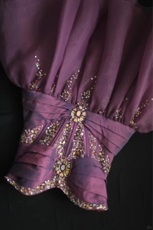 A Line Beaded Purple Short Party Dress Cocktail Dresses Homecoming Dress     cg25703