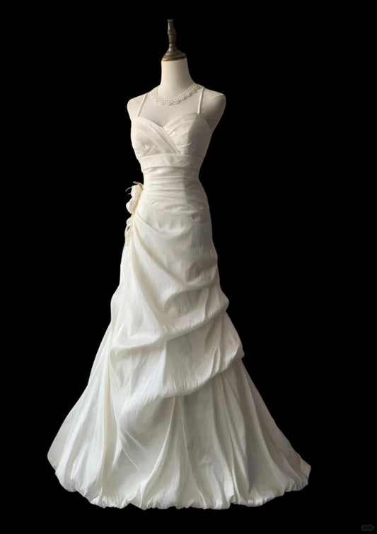 White Party Dress Long Evening Dress Princess Wedding Dress    fg8109