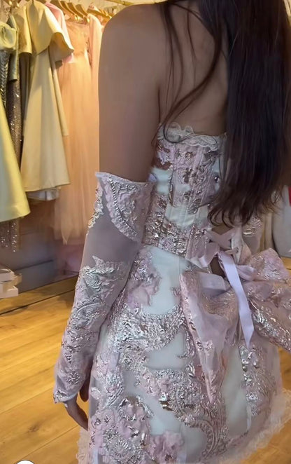 New Arrival Strapless Homecoming Dress Party Dress With Gloves      fg7563
