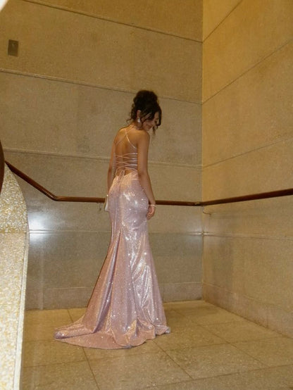 Pink Evening Dresses, Shinny Sleeveless Long Party Gowns  cg25555