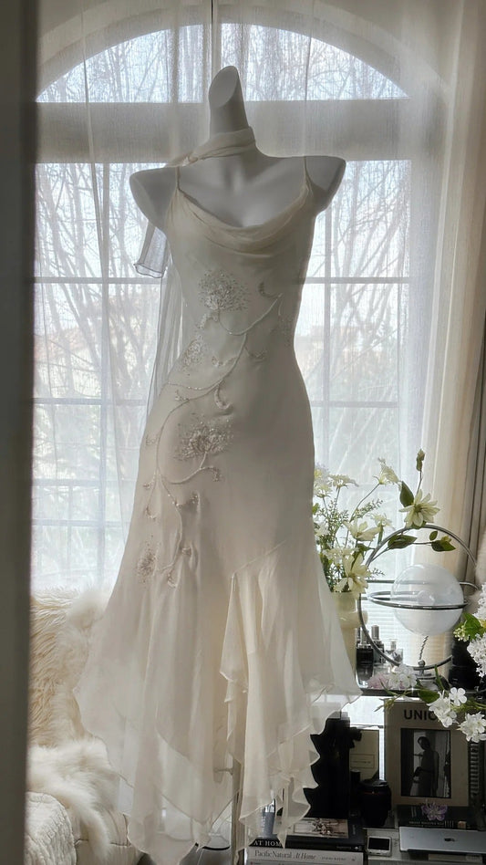 Vintage Evening Dresses, Ivory Sleeveless Party Gowns  cg25526