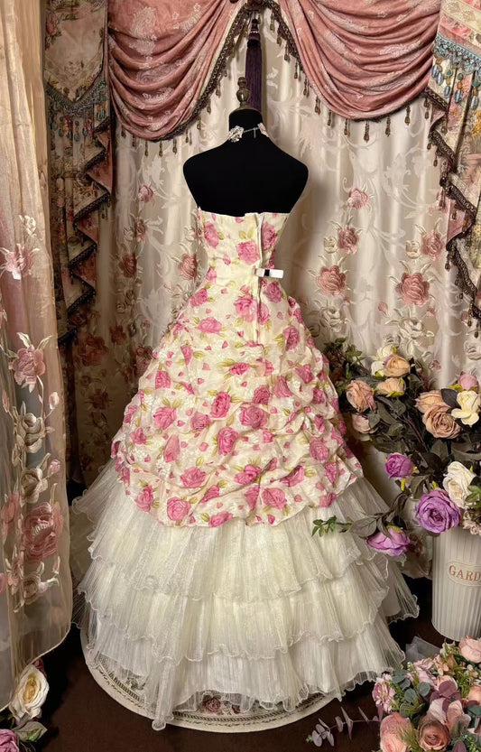A Line Strapless Tulle Prom Dresses, Long Evening Dress Formal Dress    cg25973