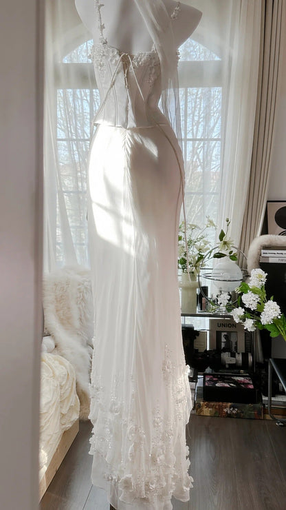 Vintage Evening Dresses, White Sleeveless Party Gowns  cg25527